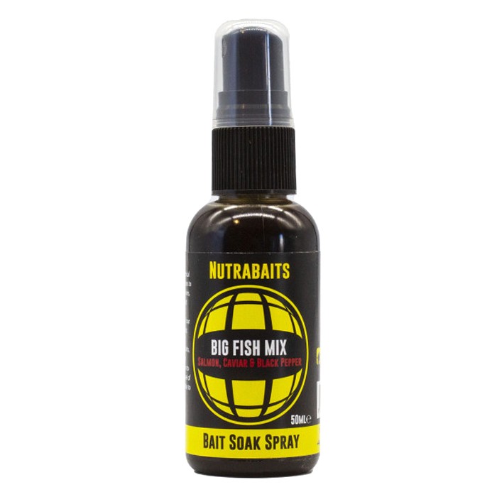 Nutrabaits Big Fish Mix Salmon Caviar & Black Pepper Fishing Bait Soak Spray 50ml