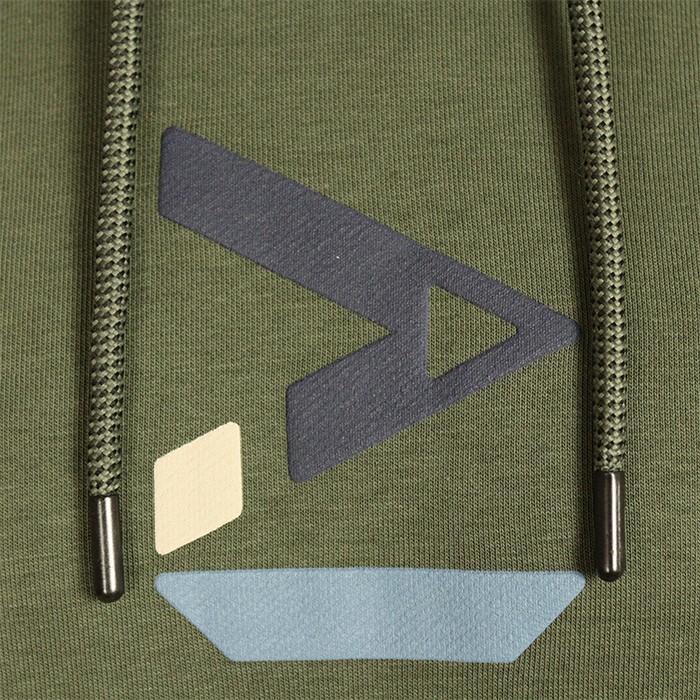 OMC Big-Eye Forest Green Fishing Hoodie Close Up 3