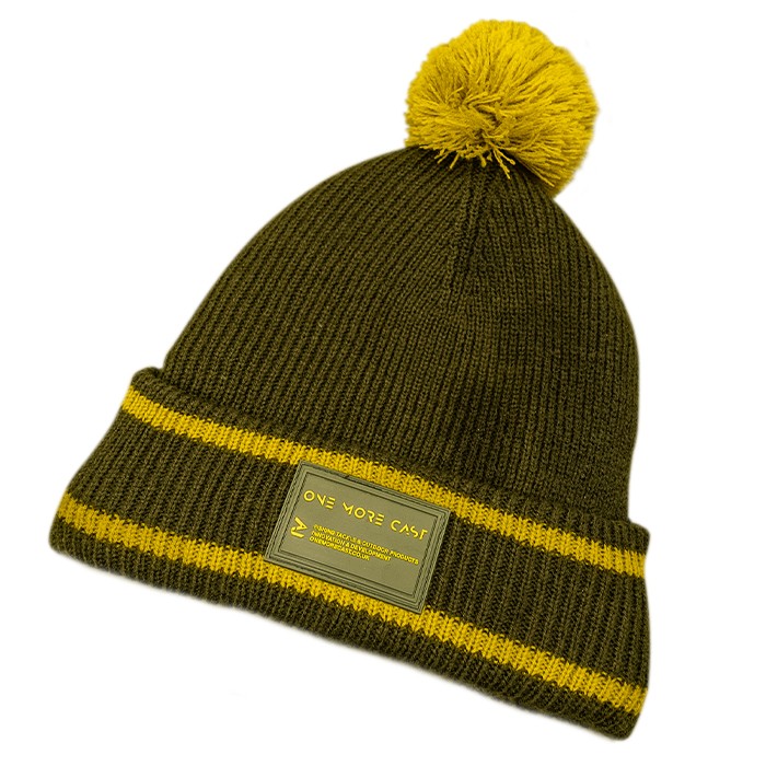 OMC Bobble Green / Mustard Fishing Beanie