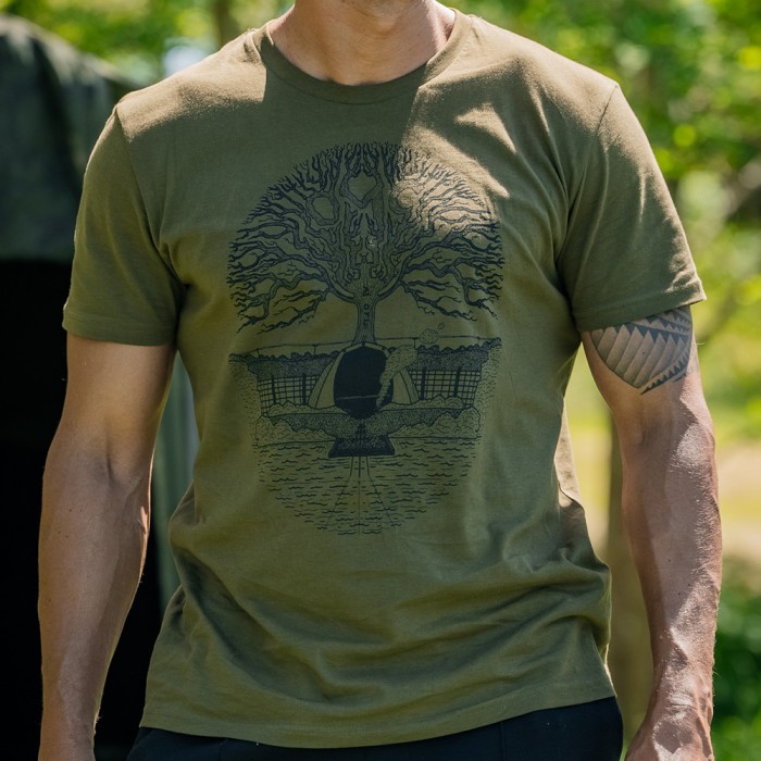 OMC Enchanted Tree Fishing T-Shirt Close Up 3