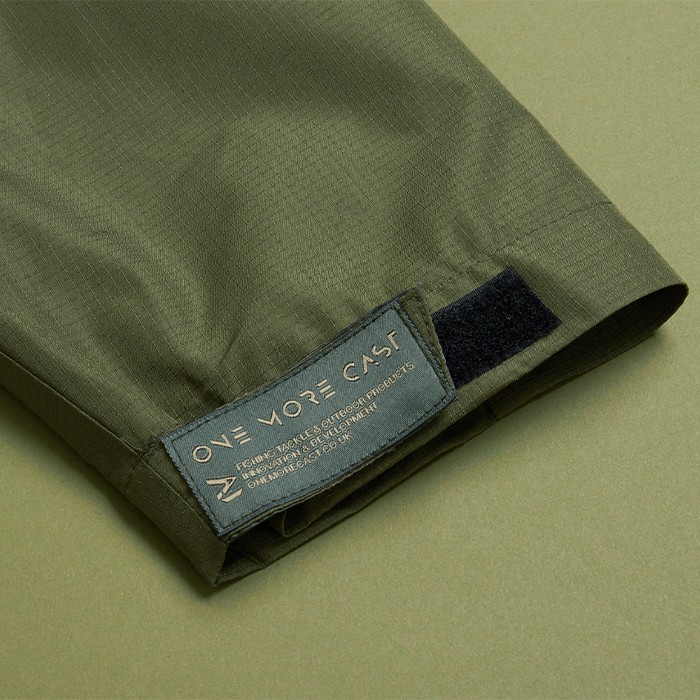 OMC Forest Green Mrigal Spring Water Resistant Fishing Jacket Close Up Cuff