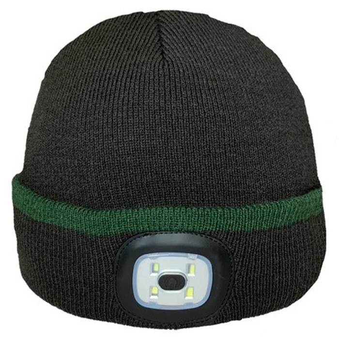 Platinum Accessories Forest Green Classic Adult LED Beanie Hat - One Size