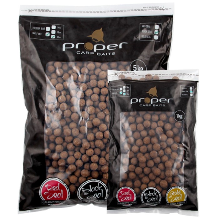 Proper Carp Baits Black Seal Shelf Life Boilies 18mm