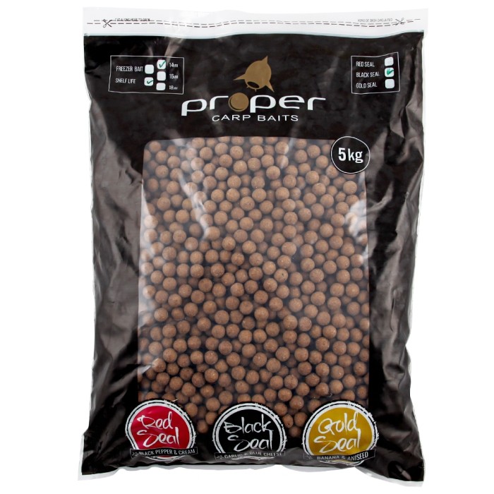 Proper Carp Baits Black Seal Shelf Life Boilies 5kg 14mm