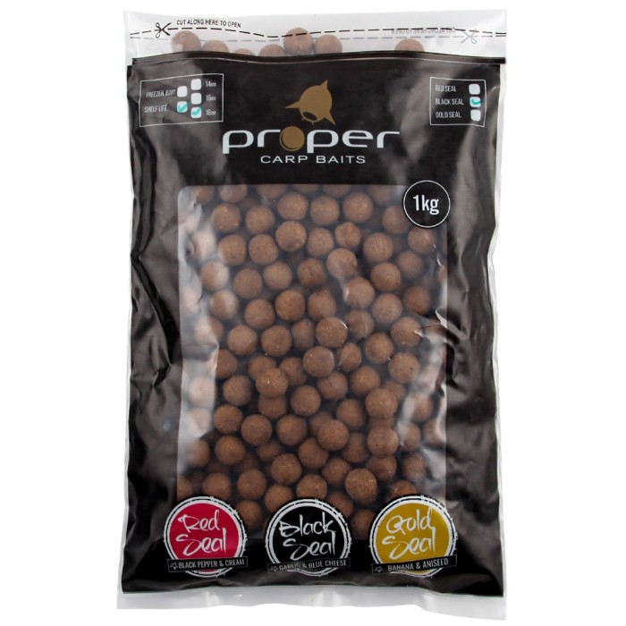 Proper Carp Baits Black Seal Shelf Life Boilies 18mm 1kg