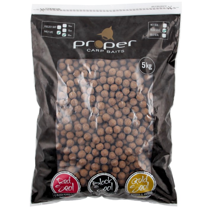 Proper Carp Baits Black Seal Shelf Life Boilies 5kg 18