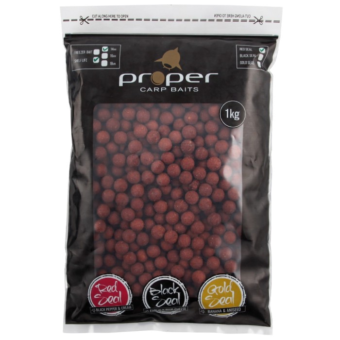 Proper Carp Baits Red Seal Shelf Life Boilies 1kg 14mm