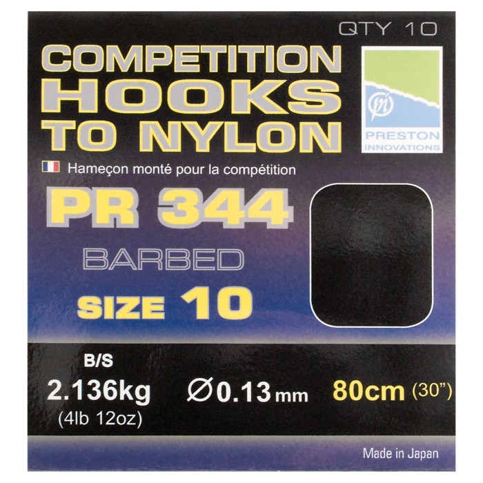 Preston Barbed PR344 Hooks to Nylon