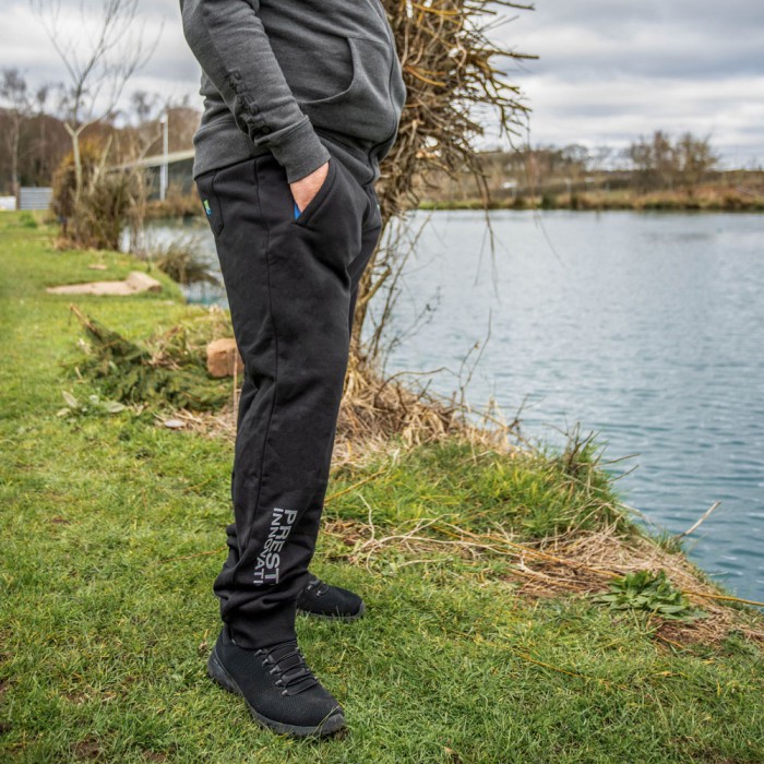 Preston Black Fishing Jogger Trousers In Use