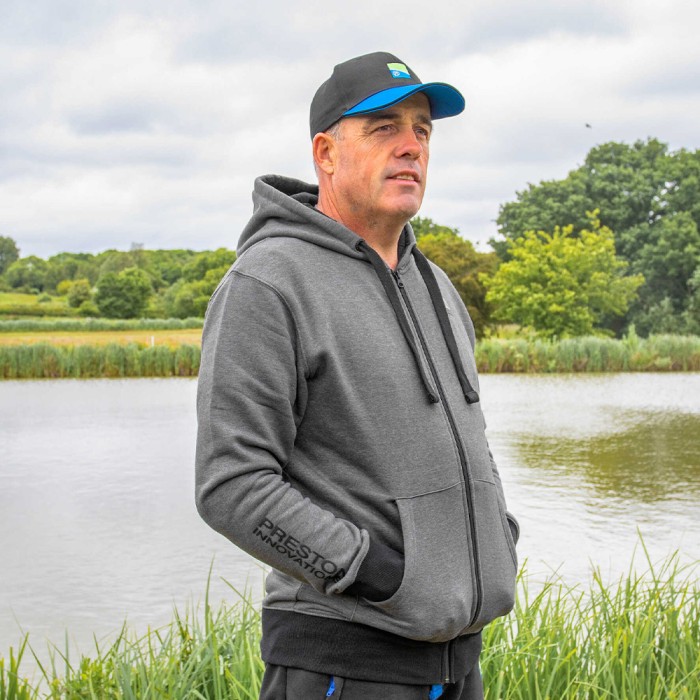 Preston Grey Zip Fishing Hoodie In Use 1