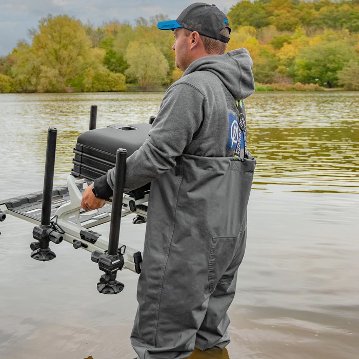 Preston Heavy Duty Chest Fishing Waders In Use 1