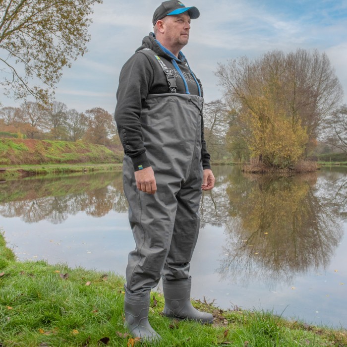 Preston Heavy Duty Chest Fishing Waders In Use 11