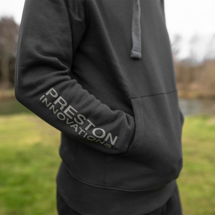 Preston Limited Edition Charcoal Fishing Hoodie Close Up 3