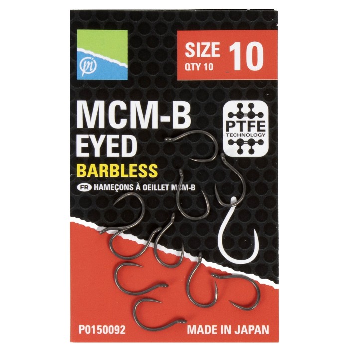 Preston MCM-B Eyed Barbless Hooks Size 10