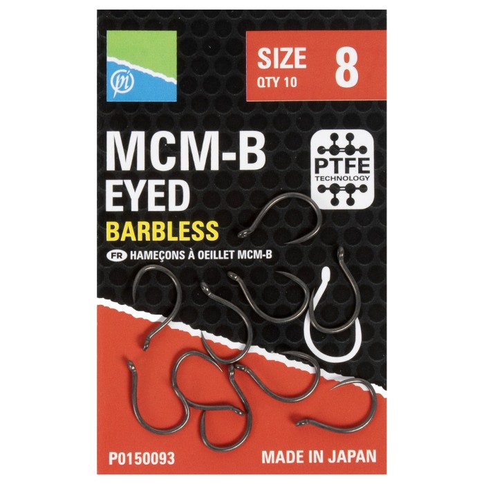 Preston MCM-B Eyed Barbless Hooks Size 8