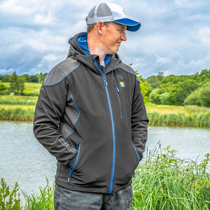 Preston Thermatech Heated Soft Shell Fishing Jacket In Use 1