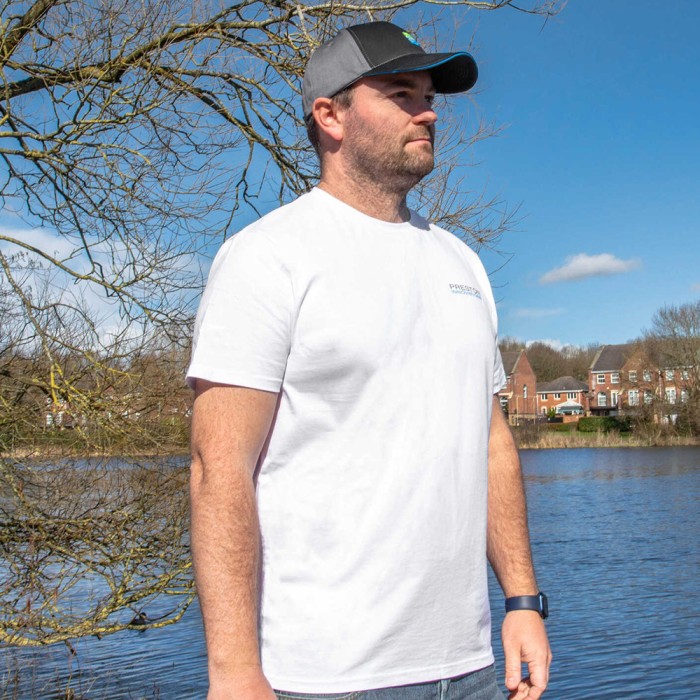 Preston White Fishing T-Shirt In Use 1