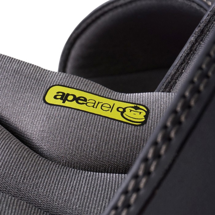 RidgeMonkey APEarel Dropback Sliders Grey Logo Close Up