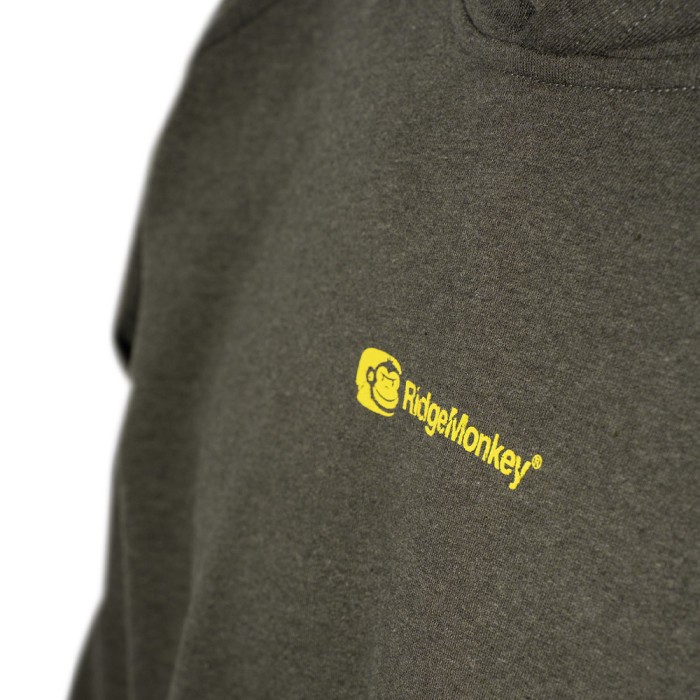 RidgeMonkey APEarel SportFlex Lightweight Green Hoodie Close Up 1