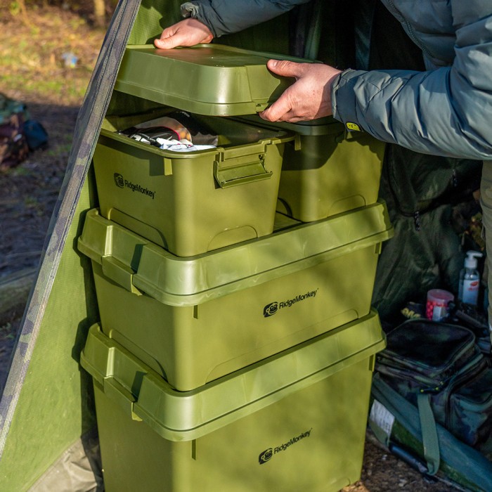 RidgeMonkey Armoury Stackable Storage Box In Use 2