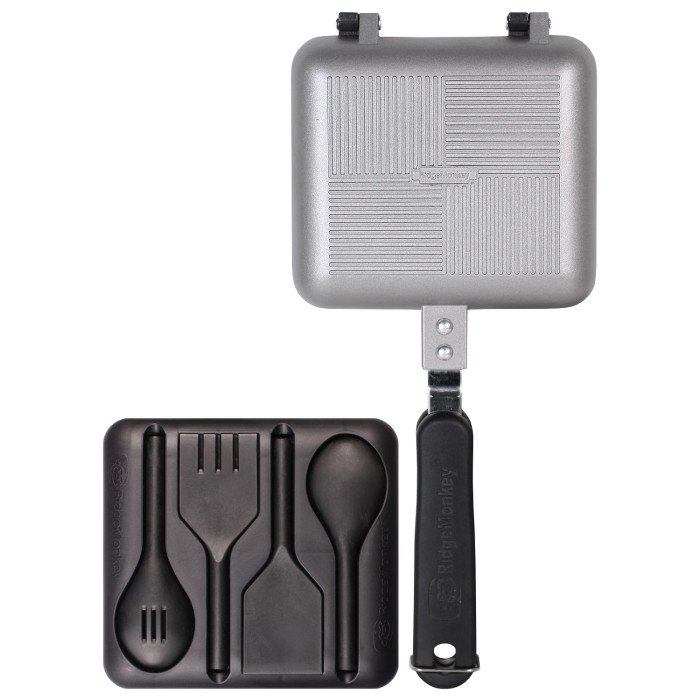 RidgeMonkey Deep Fill Sandwich Toaster with utensil MK2 Silver
