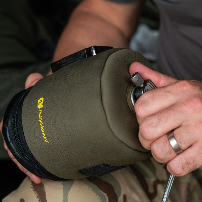 RidgeMonkey EcoPower USB Heated Gas Canister Fishing Cover In Use 2