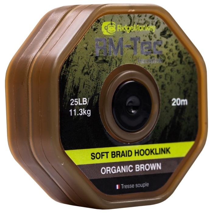 RidgeMonkey RM-Tec Soft Braid Hooklink Organic Brown Side On