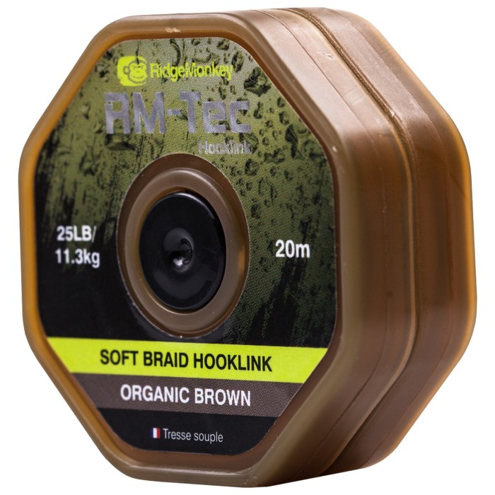 RidgeMonkey RM-Tec Soft Braid Hooklink Organic Brown Close Up