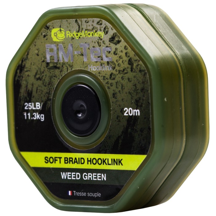 RidgeMonkey RM-Tec Soft Braid Hooklink Weed Green Close Up