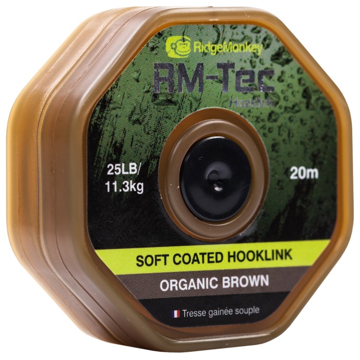 RidgeMonkey RM-Tec Soft Coated Hooklink Organic Brown Angled