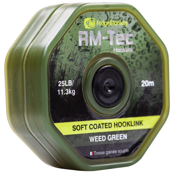 RidgeMonkey RM-Tec Soft Coated Hooklink Weed Green Angled