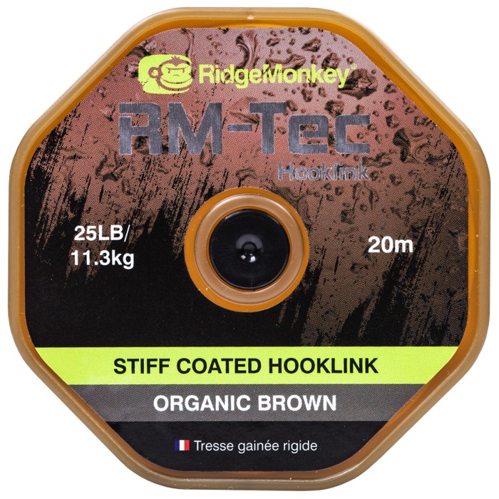RidgeMonkey RM-Tec Stiff Coated Hooklink Organic Brown