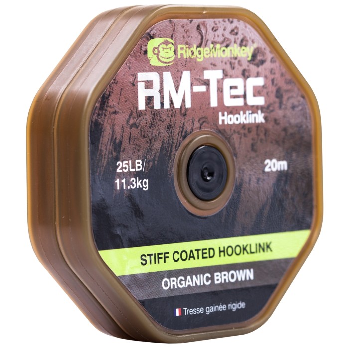 RidgeMonkey RM-Tec Stiff Coated Hooklink Organic Brown Angled