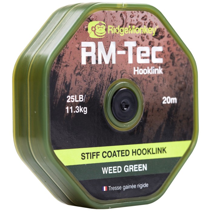 RidgeMonkey RM-Tec Stiff Coated Hooklink Weed Green Angled