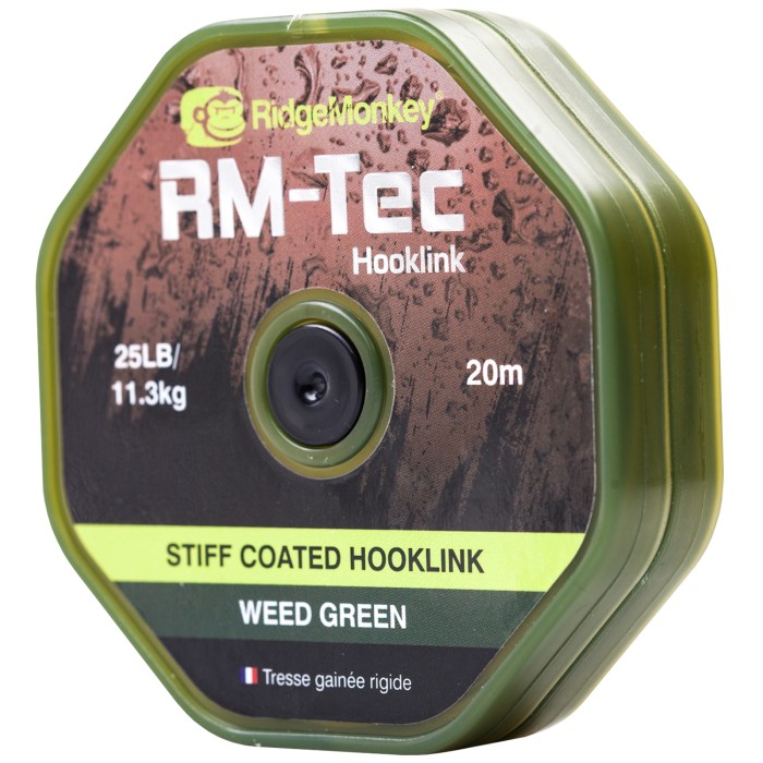 RidgeMonkey RM-Tec Stiff Coated Hooklink Weed Green Angled