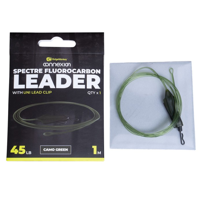 RidgeMonkey Spectre Fluorocarbon Leader With Uni Lead Clip Packaging 4