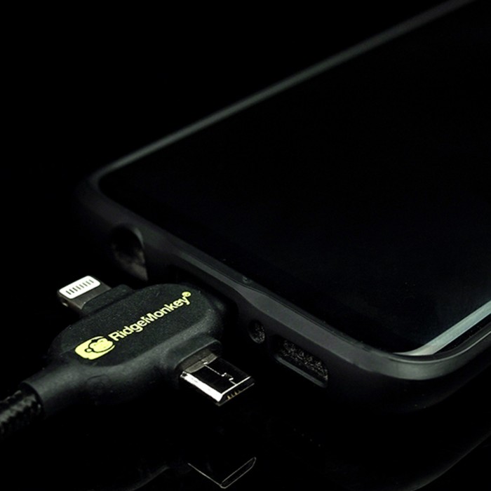 RidgeMonkey Vault USB-A to Multi Out Cable 2m In Use