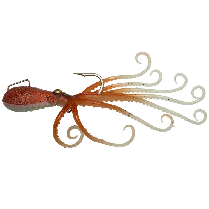 Savage Salt 3D Octopus Lure 10cm Brown Glow 1