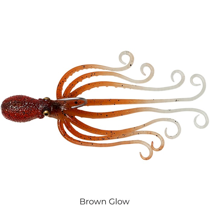 Savage Salt 3D Octopus Lure 10cm Brown Glow