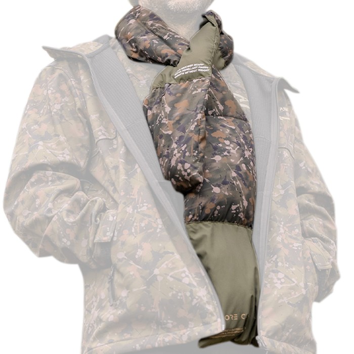 OMC Water Repellent Centre Half Camo Fishing Scarf In Use Example