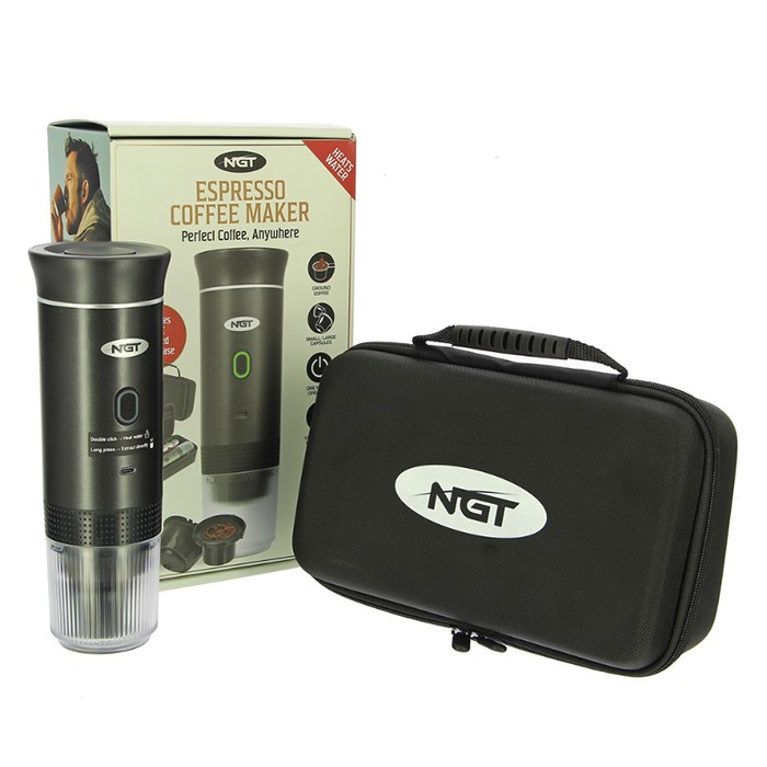 NGT Portable Espresso Coffee Machine & Case - USB Rechargeable with Full Heating and Extraction (Black)