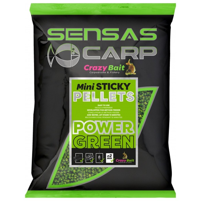 Sensas Crazy Bait Mini Sticky Pellets Power Green 700g