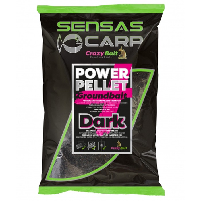 Sensas Power Pellet Plus Fishing Groundbait 2kg Dark