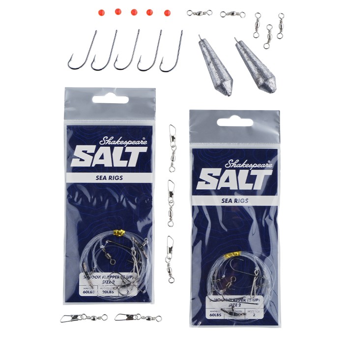 Shakespeare Salt Surf Slayer Fishing Rod Combo Set, 12ft, Casting Weight: 4-6oz, Sections: 2 - Hooks and Weights