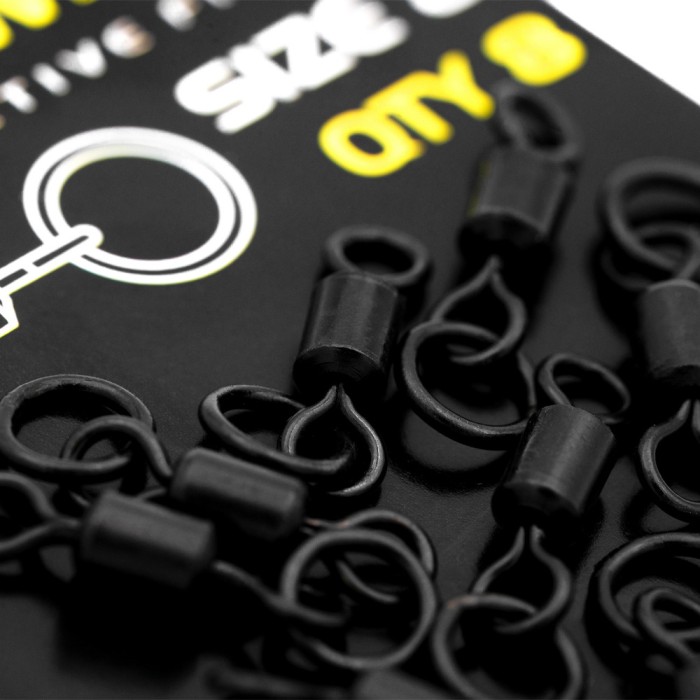 HLS Flexi Ring Quick Change Swivel - Matte Black, Size 8 For Coarse Fishing