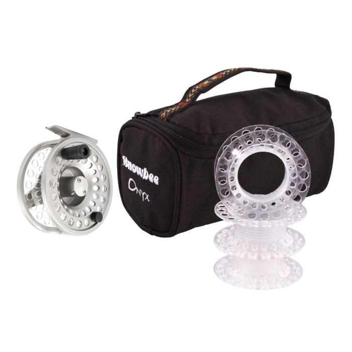 Snowbee Onyx Cassette Fly Reel #5/7 + 3 Cassette Spools + Reel / Spool Case - Gunmetal Silver