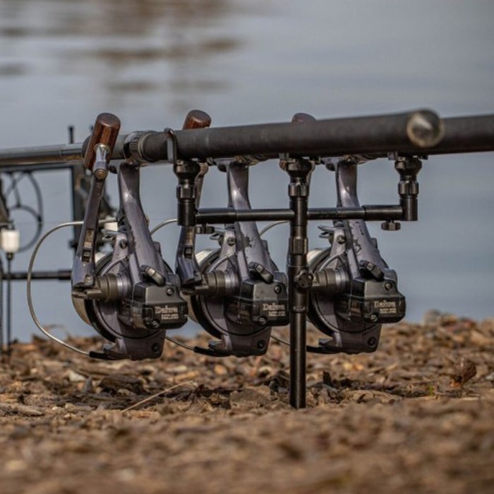 Solar Tackle Black-Lite Captive 3 Rod Adjustable Buzzer Bar + Captive Thumb Screws - Small In Use 2