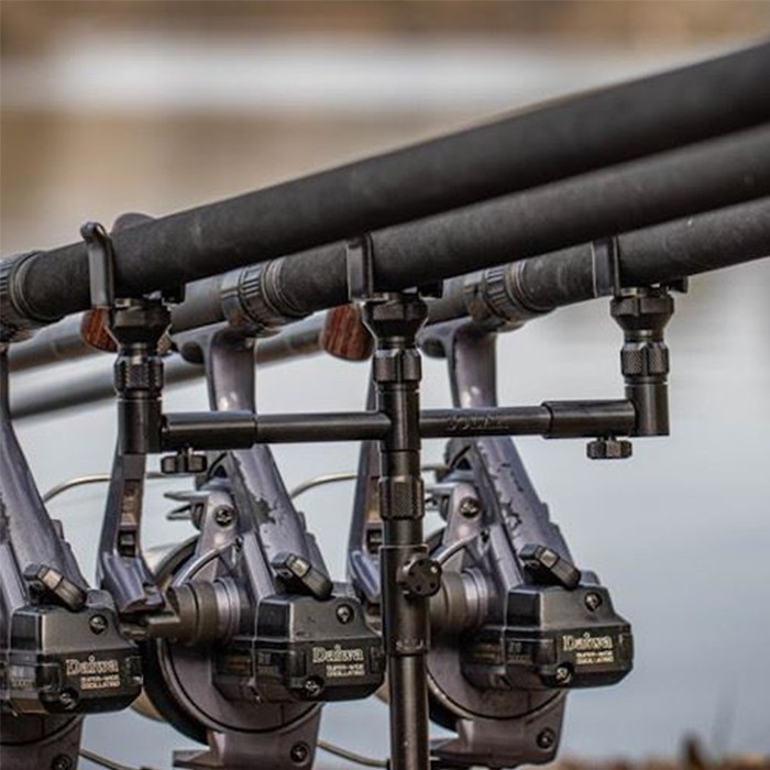 Solar Tackle BlackLite Centre Loc Adjustable Back Fishing Rod Rest In Use