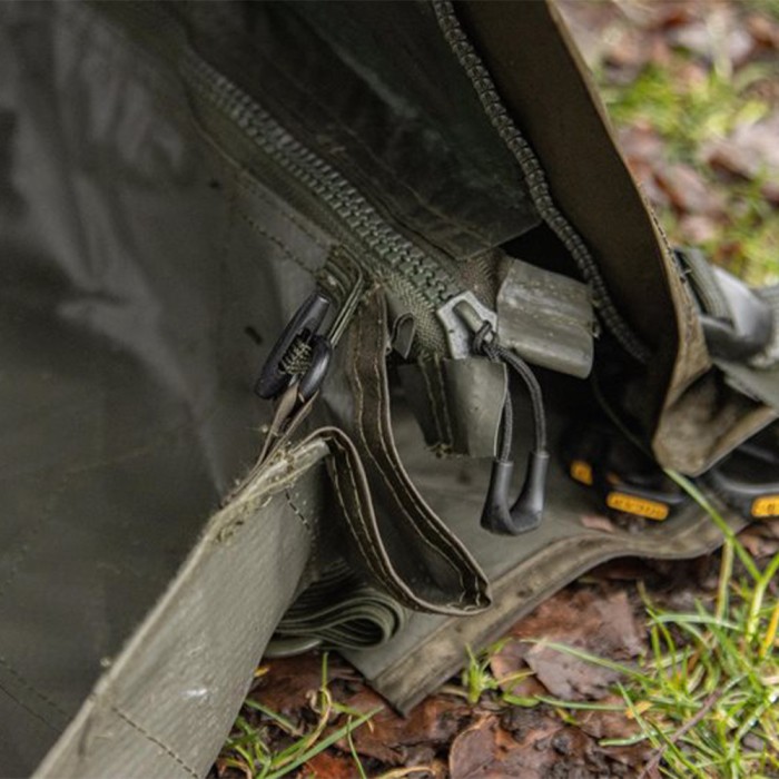 Solar Tackle SP Uni Spider Bivvy Zip In Groundsheet Close Up In Use