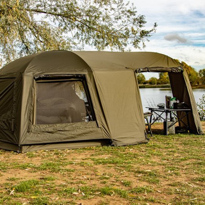 Solar Tackle Uni Spider Bivvy 1.2m Extended Green Overwrap In Use 2